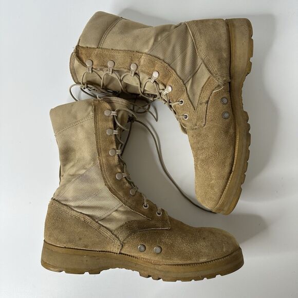 Military Lace Up Combat Boots Mens Sz 9.5 Hot Weather Desert Tan Suede Tactical - Picture 6 of 16